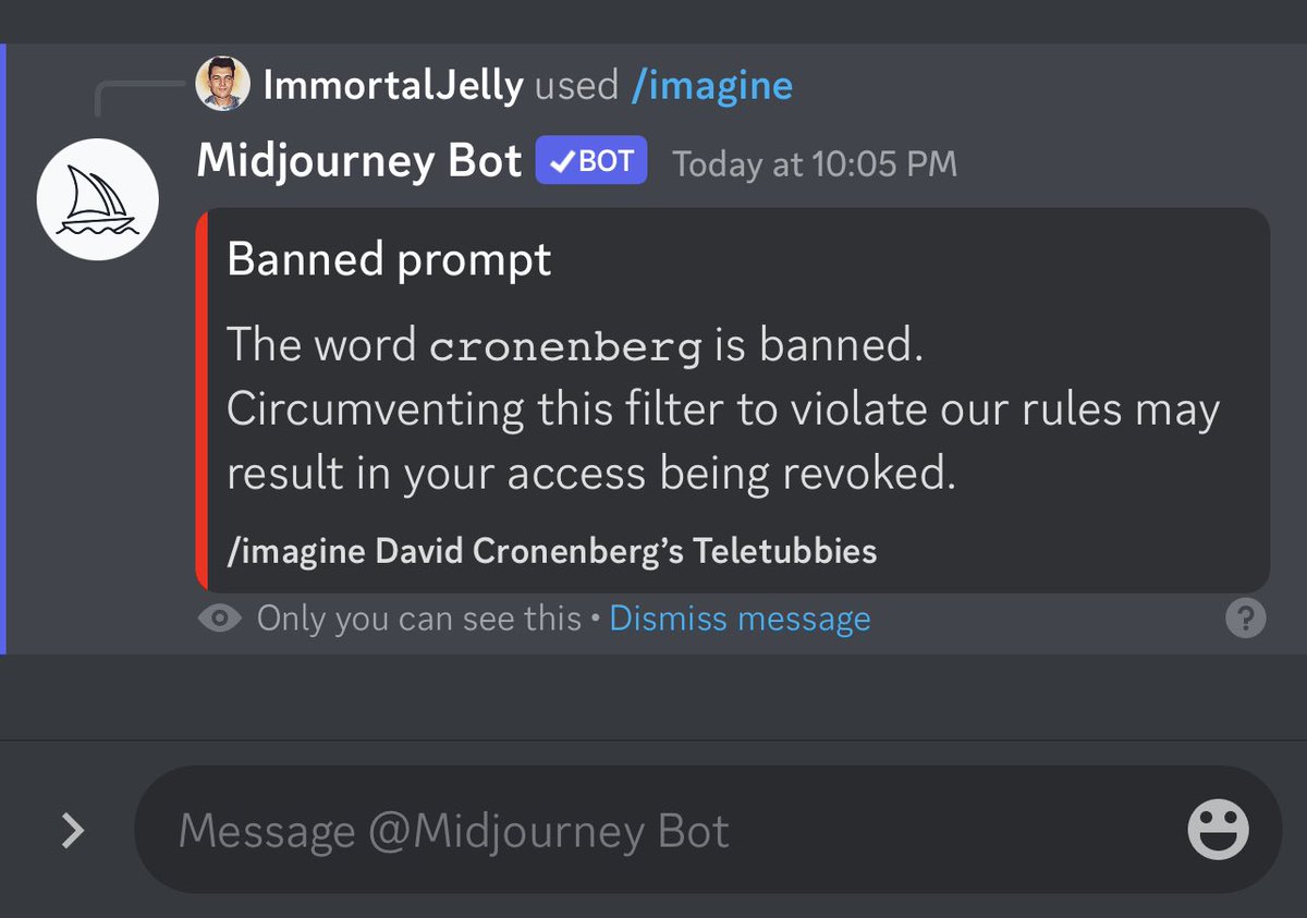 MatthewMcAteer0's tweet photo. So does this mean the artists whose work is safest from being copied by generative AI…

…are simply those whose work is so revolting that their name gets banned from being used in a prompt? https://t.co/glwwnoox93