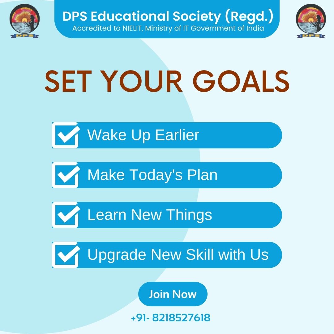 dps_society's tweet photo. Set your Goals 

For details, reach us at - +91- 8218527618 or write us at media.dpsddu@gmail.com or visit us at Kedti Computer Centre, Opp. Govt. Museum, Dampier Nagar, Mathura
 #ComputerTraining #LearnCoding #BestInstituteInMathura #ComputerInstituteInMathura https://t.co/zqLh6CTsqQ