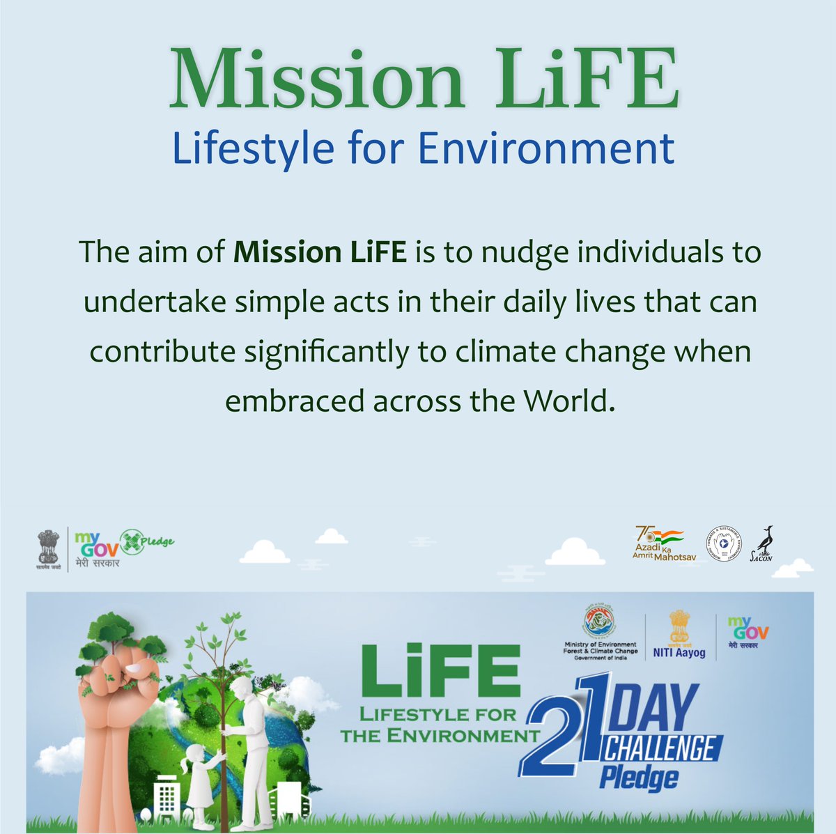 Take the Pledge today and practice a LiFEstyle that synchronises with #nature and does not harm it.
#lifestyleforenvironment

Pledge Link:  
pledge.mygov.in/life-movement/

@moefcc @ENVISIndia @SACONCoimbatore