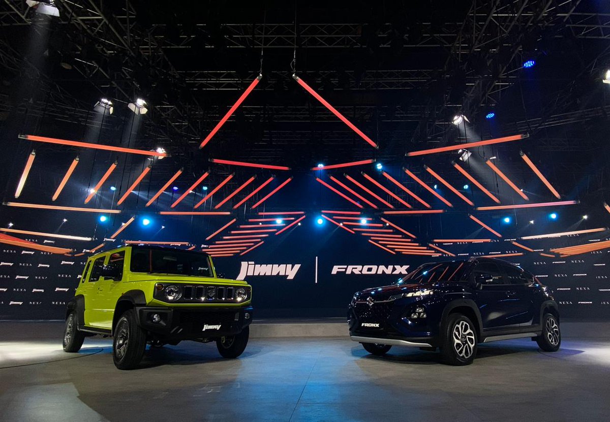 Maruti_Corp's tweet photo. Feel the power, experience the excitement and live a life full of adventure with the brand new 'Jimny' &amp; 'FRONX'.

Know more: https://t.co/FY2fUpoVT4

#MarutiSuzukiAtAutoExpo #SUV #Launch #NexaExperience #Jimny #FRONX #TheShapeOfSUVs #4thGenJimny #CapableSUV #OffRoader https://t.co/SuCUyK2vyG