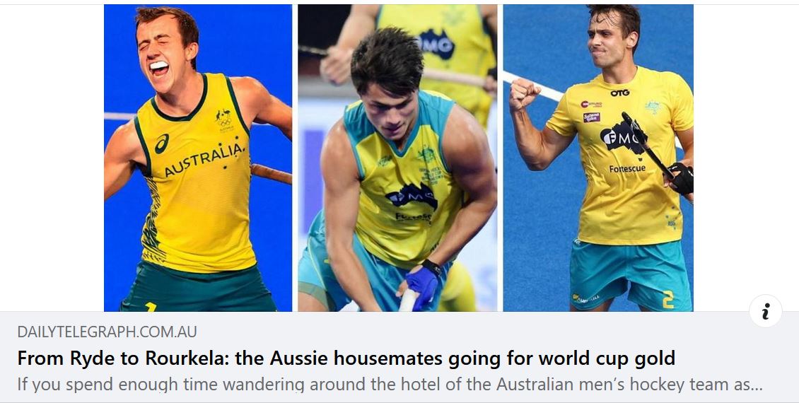 Kookaburras's tweet photo. They grew up together, lived together and are now lining up alongside each other at the FIH Hockey World Cup. Meet Ryde’s Kookaburras trio. 

A quality article by Alex Pichaloff @dailytelegraph on the eve of the World Cup. 👌
https://t.co/HsbdPgpWoB #PrideoftheKookas https://t.co/sEIQ1I63W1