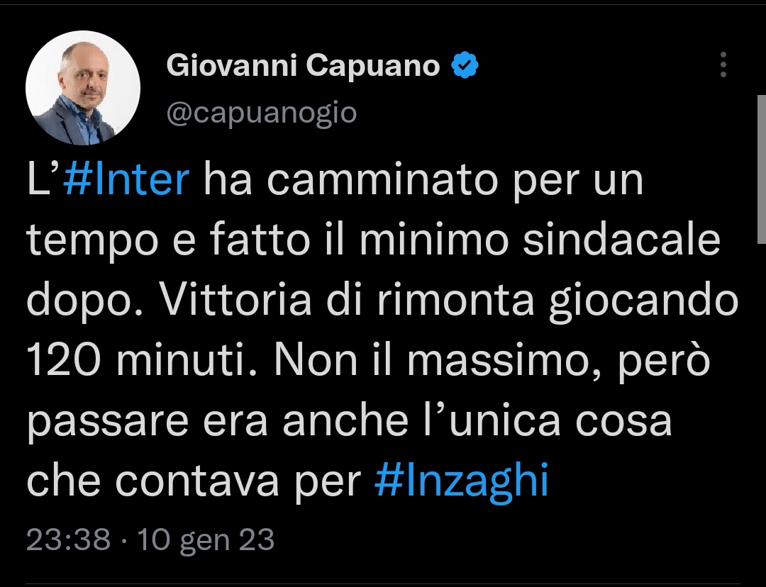 Pistogolblasta2's tweet image. #CoppaItalia #InterParma #MilanTorino

L'#Inter vince dopo 120 minuti: "Non è il massimo".

Il #Milan perde dopo 120 minuti: "Non è un dramma".

Ciovanni Gapuano.