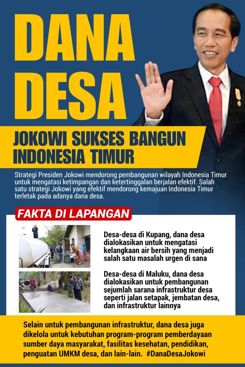 Alokasi dana desa dimanfaatkan dengan sebaik-baiknya, desa-desa di kupang memanfaatkan dana desa untuk mengatasi kelangkaan air bersih. 
Bangun Indonesia Timur #DanaDesaJokowi