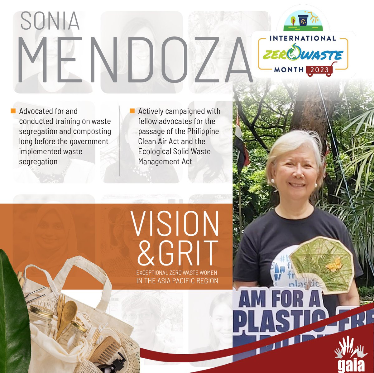 ZeroWasteAsia's tweet photo. Our featured Woman leader for today, Sonia Mendoza.

Our latest publication, Vision &amp; Grit: Exceptional Zero Waste Women in the Asia Pacific Region. https://t.co/8vnxiHhu3g 

#ZeroWasteMonth #ZeroWasteMonth2023 #IZWM2023 #ZeroWasteZeroEmission
#GoForZeroWaste #ZeroWasteOurFuture https://t.co/Y4EuxGtuvM