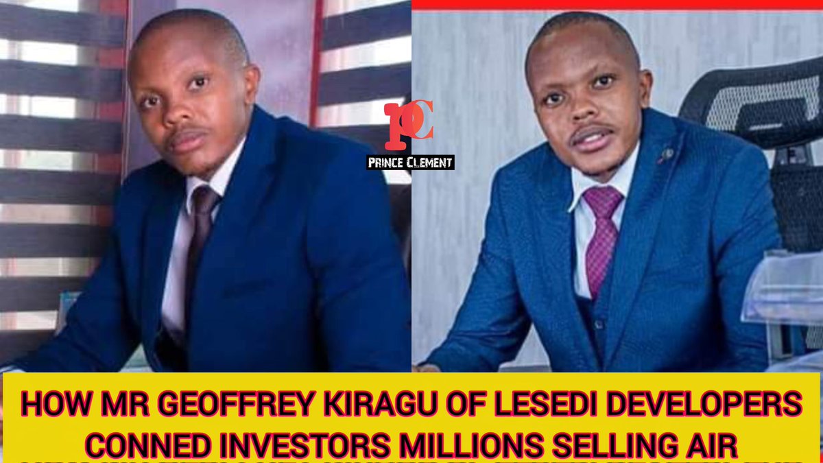 AludahKlemarz's tweet photo. HOW KIAMBU INVESTOR MR GEOFFREY KIRAGU OF LESEDI DEVELOPERS CONNED INVESTORS MILLIONS SELLING AIR

#lesedi
#lesedidevelopers
#tunzarealtorsltd 

https://t.co/G0gNgMzB9J https://t.co/bOZ4yJDeNj