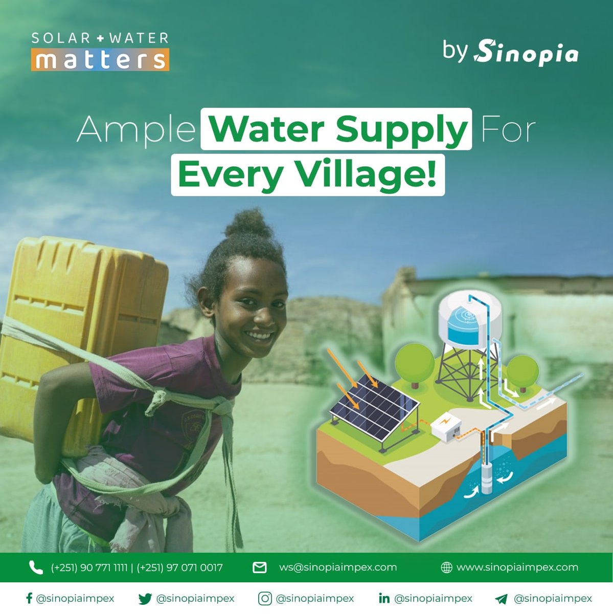 SinopiaImpex's tweet photo. Ample Water Supply For Every  Underserved Village!

Improved water supply can boost economic growth and contribute greatly to the well-being of society. Deploy our solar-powered pumping solutions to supply clean water to every community.

https://t.co/Nvaimquvka
Solution Matters! https://t.co/0L6FVJ4ZV5