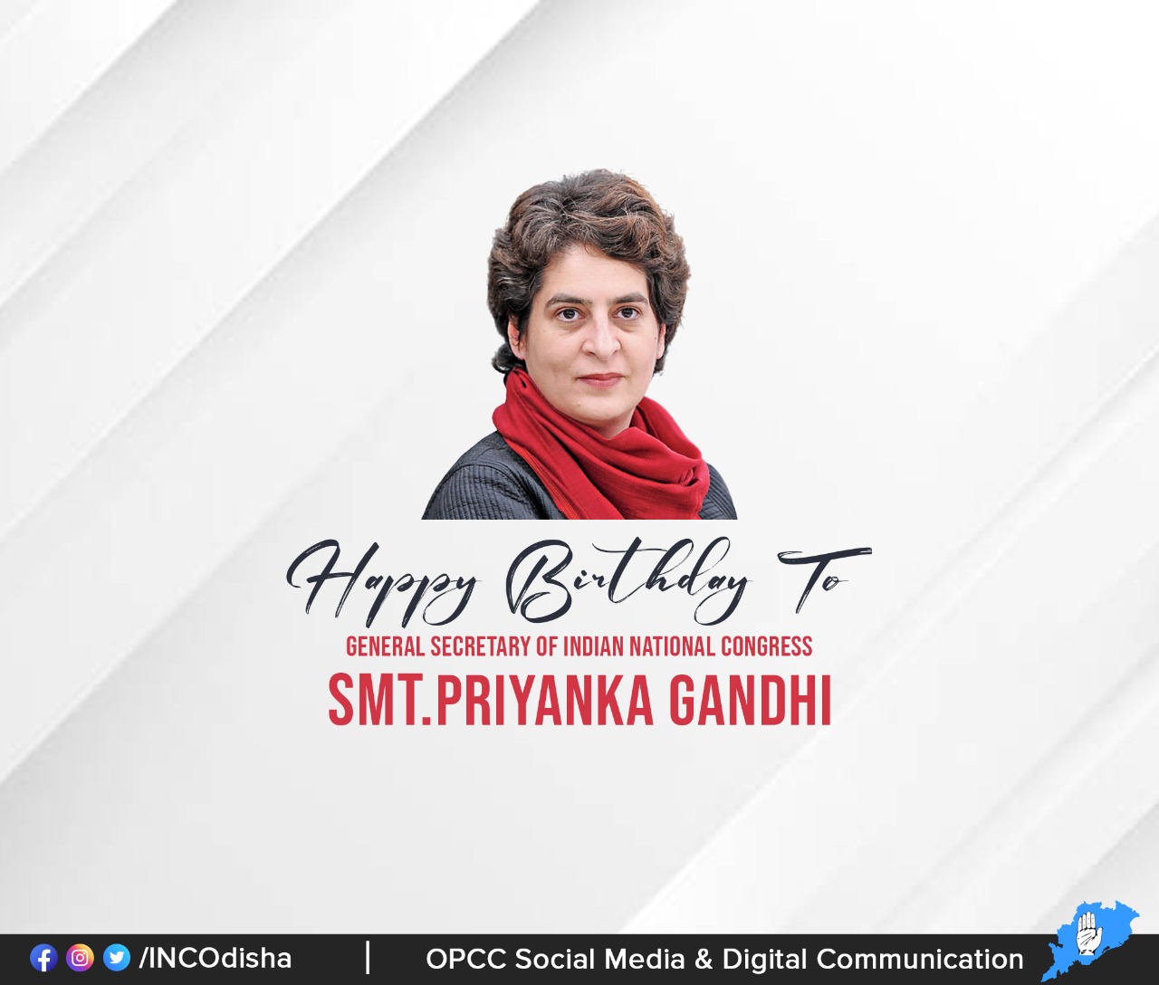 Wishing a very happy birthday to Smt. Priyanka Gandhi. May the almighty bless her with a long & healthy life! 