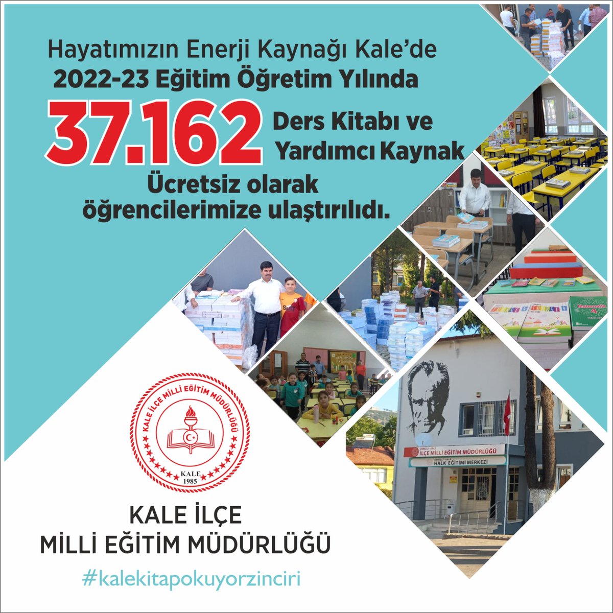 Hayatımızın Enerji Kaynağı Kalede ; 2022-23 Eğitim Öğretim Yılında 37.162 adet Ders Kitabı ve Yardimci Kaynak Soru Bankası dağıtımı yapıldı.Ögrencilerimize başarılar dileriz
<a href="/tcmeb/">Millî Eğitim Bakanlığı</a> 
<a href="/tuncay_morkoc/">Tuncay Morkoç</a> 
<a href="/ekicis20/">Süleyman EKİCİ</a> 
<a href="/AysegulGuzel11/">Aysegul Guzel-MEB</a> 
<a href="/Baharyolcu20/">Bahar yolcu</a> 
<a href="/ETHEMZSOY3/">ETHEM ÖZSOY</a> 
<a href="/DenizliKaleHem/">Denizli Kale Halk Eğitimi Merkezi</a> 
<a href="/YTEMEL3/">Y.TEMEL</a>