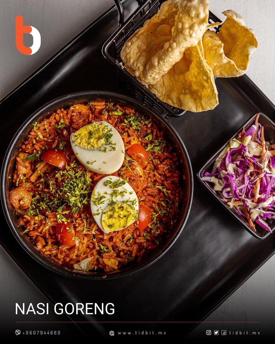 tidbitmv's tweet photo. Everyone’s go to rice dish, Nasigoreng! 🤩

For more information contact us through Viber 📲 +960 7944669

#tidbit #malecity #restaurant #maldivesrestaurant #maaveyomagu #newoutlet #drinks #food #nasigoreng #rice https://t.co/Adt5cMyURc
