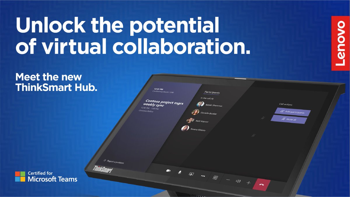 Lenovo_in's tweet photo. #Lenovo #ThinkSmartHub transforms any room into a #conference space. Communicate via voice and chat in real time on #MicrosoftTeams, share control with the rotatable display, and easily scale across a range of room sizes.
Learn more: https://t.co/9PB105uzXt https://t.co/nrudEKnXr8