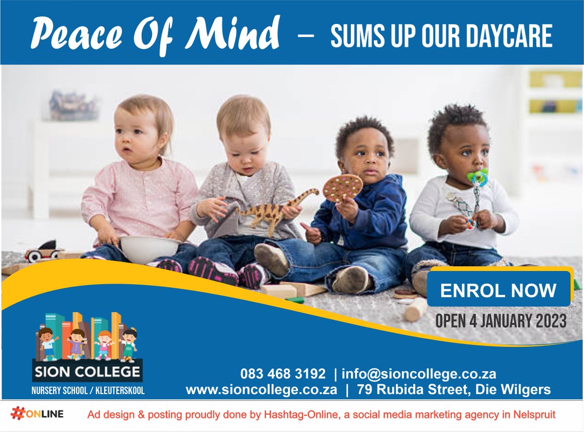 CollegeSion's tweet photo. Enrol your child today for one, two or even five days’ daycare at Sion College.
Website: https://t.co/0ZHbS52N60 

#sioncollege #childcare #daycare #children #kids #earlychildhoodeducation #education #kindergarten #earlylearning #toddler #childcareprovider https://t.co/qCEiLjYS9p