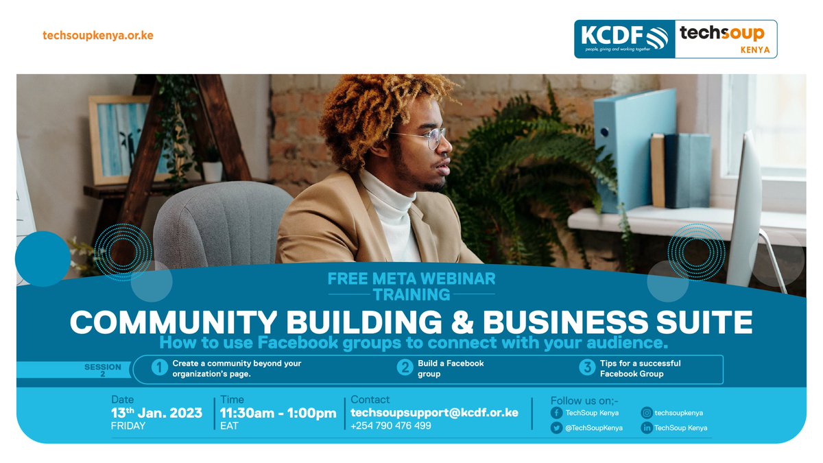 TechSoupKenya's tweet image. Join us tomorrow 13th January as we offer free #training on how your nonprofit can maximize on the #META platforms i.e. #Facebook , #instagram  and #WhatsApp . 

Register for the free training here: us06web.zoom.us/webinar/regist…

@KCDF @TechSoupAfrica @TechSoupConnect @Meta