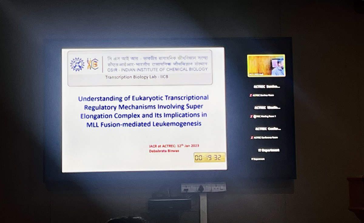 AiryDr's tweet photo. A very interesting talk by Dr Debabrata Biswas from @csir_iicb about  transcriptional deregulation in leukemia at #IACR conference @ACTREC_TMC @TataMemorial @CSIR_IND https://t.co/XhKf7vVKGI