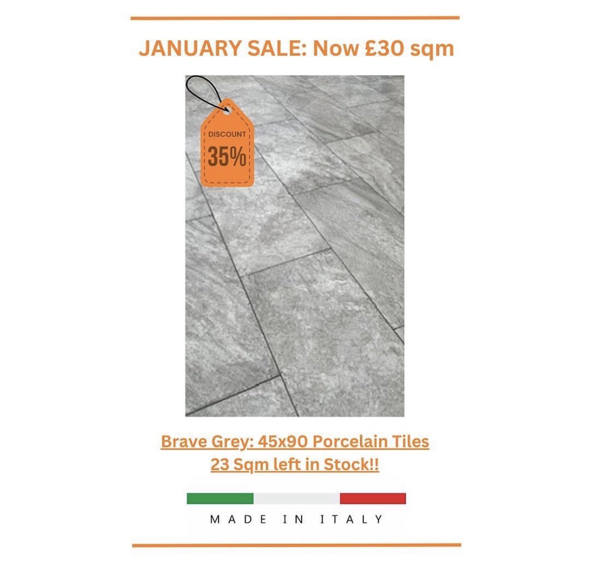 Attlebridge's tweet photo. ⭐️January Sale⭐️ 35% Off all Porcelain tiles remaining in stock…

Made in Italy ✅
Full Bodied ✅
Rectified ✅
Non-Slip ✅

Free Delivery within local radius

Price Per Sqm Excl. VAT 

#sales #porcelain  #stockclearance #tiles #landscaping #outdoorliving #patio https://t.co/mocxNGfxDe