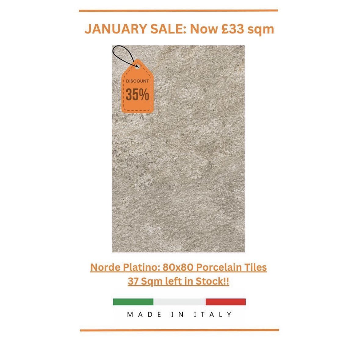 Attlebridge's tweet photo. ⭐️January Sale⭐️ 35% Off all Porcelain tiles remaining in stock…

Made in Italy ✅
Full Bodied ✅
Rectified ✅
Non-Slip ✅

Free Delivery within local radius

Price Per Sqm Excl. VAT 

#sales #porcelain  #stockclearance #tiles #landscaping #outdoorliving #patio https://t.co/mocxNGfxDe