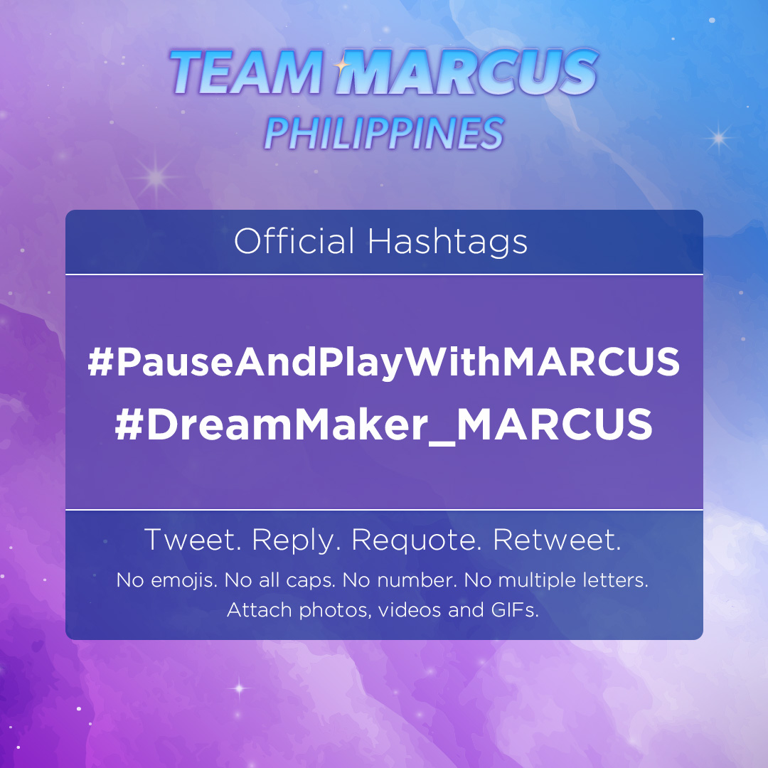 MarcusGlobal_'s tweet photo. [📢] End your Thursday night with good vibes! Catch Marcus on #DMPauseAndPlay later at 9pm. 🤩💜💙

You may tweet with us using our official hashtags:
#PauseAndPlayWithMARCUS
#DreamMaker_MARCUS https://t.co/EoBVnDPCLW