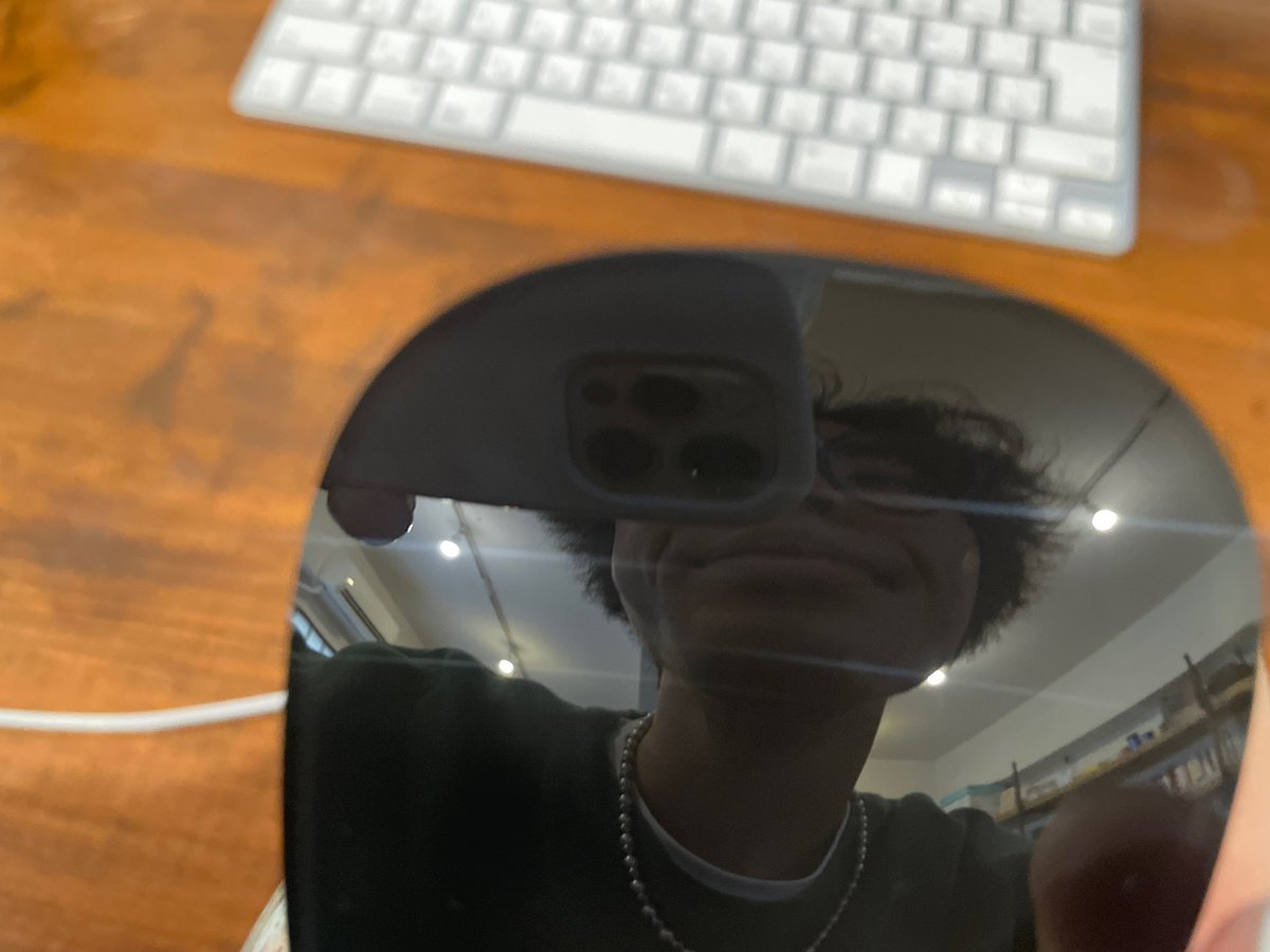 新調したマウスに映った自分見てくそわろてる。