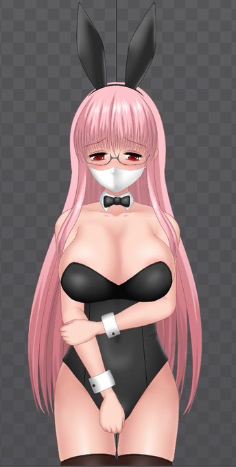 TRPG風ゲー、カスタムコスチュームでバニースーツを作るのにあたってカスタム頭装備画像を設定できるようにしないといけなかったのでついでに顔装備も設定出来るようにしてテストでメガネとマスク作って被せてみたらなかなかマニアックな絵面になった。(早口 