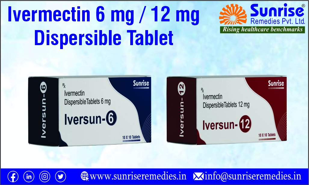 sunriserem's tweet photo. Iversun Generic #vermectin Dispersible Is a big name in the pharmaceutical world. Manufacturer from Sunrise Remedies Pvt. Ltd.
Read More: https://t.co/x5UtTWmfGz
#vermectin #vermectinDispersible #Formulation #3rdPartyManufacturing #ThirdPartyManufacturing #ContractManufacturing https://t.co/YfcGjselRz