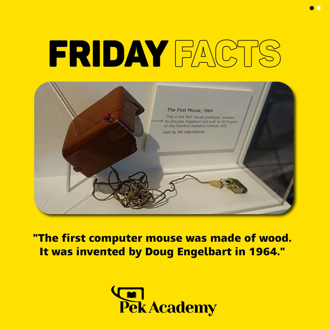 PekAcademyNepal's tweet image. #FactsFriday: The first computer mouse was made of wood. It was invented by Doug Engelbart in 1964.

𝐏𝐞𝐤 𝐀𝐜𝐚𝐝𝐞𝐦𝐲, 𝐌𝐚𝐣𝐣𝐚𝐥𝐞𝐲 𝐁𝐮𝐣𝐢𝐧𝐜𝐡𝐚!!

#DougEngelbart #Doug #Engelbart #Friday #Fact #Facts #PekAcademy #PekFamily #MajjaleyBujincha #Computer #FirstMouse