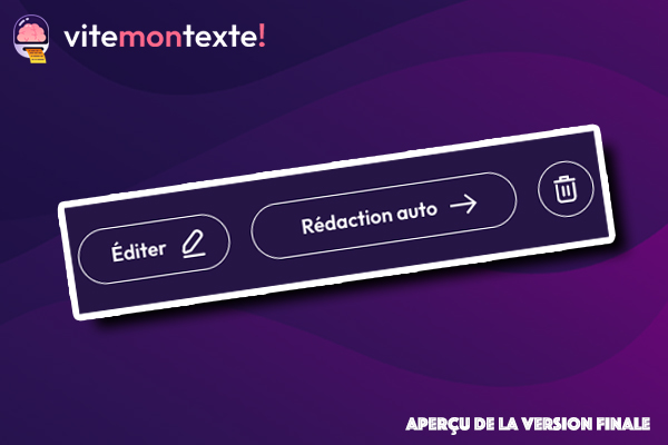 Qu'est-ce qui vous attend sur la version finale de Vitemontexte ?

➡️ Une nouvelle fonctionnalité dévoilée par jour jusqu'au lancement
➡️ On vous laisse deviner à quoi correspondent les captures d'écran 🤔

Jour 4⃣ Un bouton qui va vous faire gagner un temps fou ! Indice 👇