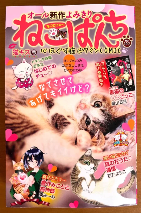 【宣伝】少年画報社さん「ねこぱんち」発売中です🐈
「ねこえほん」という、同じ題材で作家さん持ち回りで描くシリーズ5p参加させていただきました。

大好きな魔女と猫のお話です✨
どうぞよろしくお願いいたします🙏

端っこ切れるのわかってたけど枠外凝った(全頁違う)ので見て欲しい…📚 