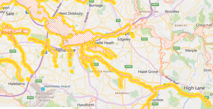 StockportMBC's tweet photo. ⚠️ Following heavy rain over the past 48 hours, a flood alert is in place for the Middle River Mersey catchment, which includes areas in Stockport.

For the latest updates on the flood alert visit: https://t.co/z4WTOeivZd

Sign up for flood alerts: https://t.co/t71LVRs8Ir https://t.co/aDK9UITNAS
