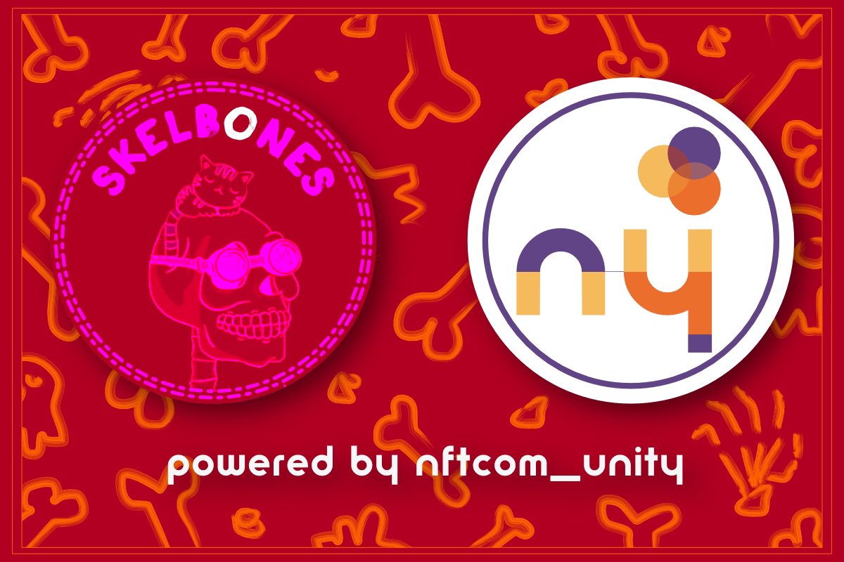 SkelBonesNFT's tweet photo. Time to reveal our new partnership with @NFTCOM_UNITY
Great things will happen 💛🧡💜
• Prereveal Mint on Sunday 15
• Owners Refunds
• $MATIC wins
• Community buying
• Artists giveaway
• Utility giveaway
... and more to come
#skelbonesnft #nftcom_unity #nft #nftcommunity https://t.co/RP2BwBx4nh