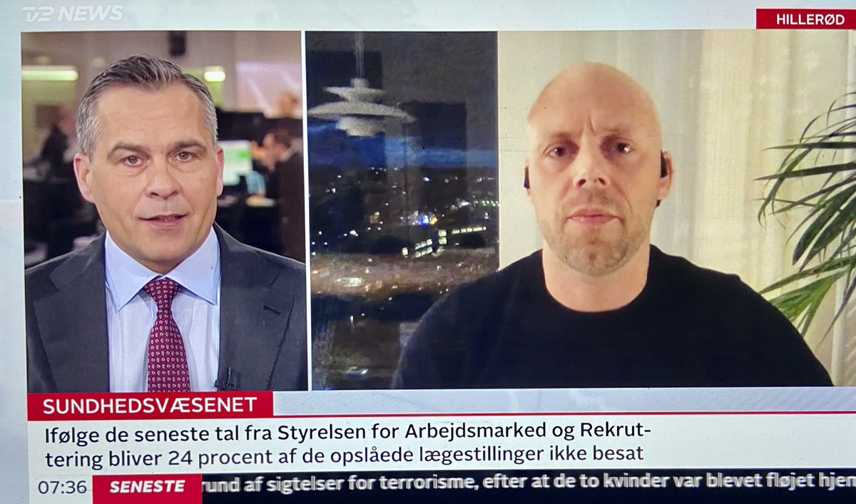 Stadig flere lægejob bliver ikke besat. Det har alvorlige konsekvenser: @bsworm i @tv2newsdk: ➡️Patienter havner på venteliste ➡️Overlæger må tage mere og mere overarbejde. Løsning: Uddan flere speciallæger, ansæt andre faggrupper til at aflaste læger og sygeplejersker #sundpol