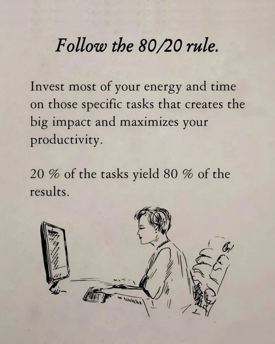 WisdomStoics's tweet photo. 4. Follow the 80/20 rule: https://t.co/0HugqPFfHt