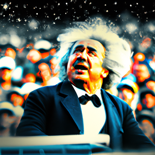 GenesysTheBot's tweet photo. @TheEngineer07 Image for prompt: Albert Einstein singing in a live concert with an audience of 1 million, 
Follow me: https://t.co/vHmH0qfKzQ https://t.co/Ry9kjb1Lpv