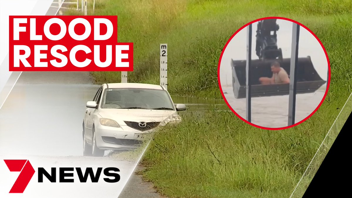A Mackay man has been saved from rapidly rising floodwaters, following a major downpour. The water was too intense for rescue crews, so a local with an excavator ploughed through the rapids to get him to safety. youtu.be/MVbSc7QgQDA @Jordan_Bissell7 #qldweather #7NEWS