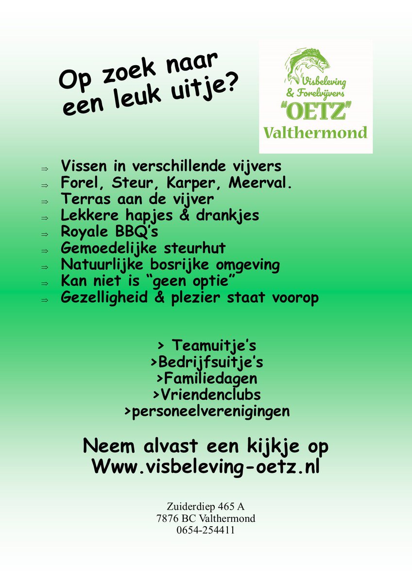 #2023 is gestart. Op zoek naar een #leuke #locatie voor uw #bedrijfsuitje #personeelsuitje #teamuitje #familieuitje ? Kijk eens op Visbeleving-Oetz.nl
