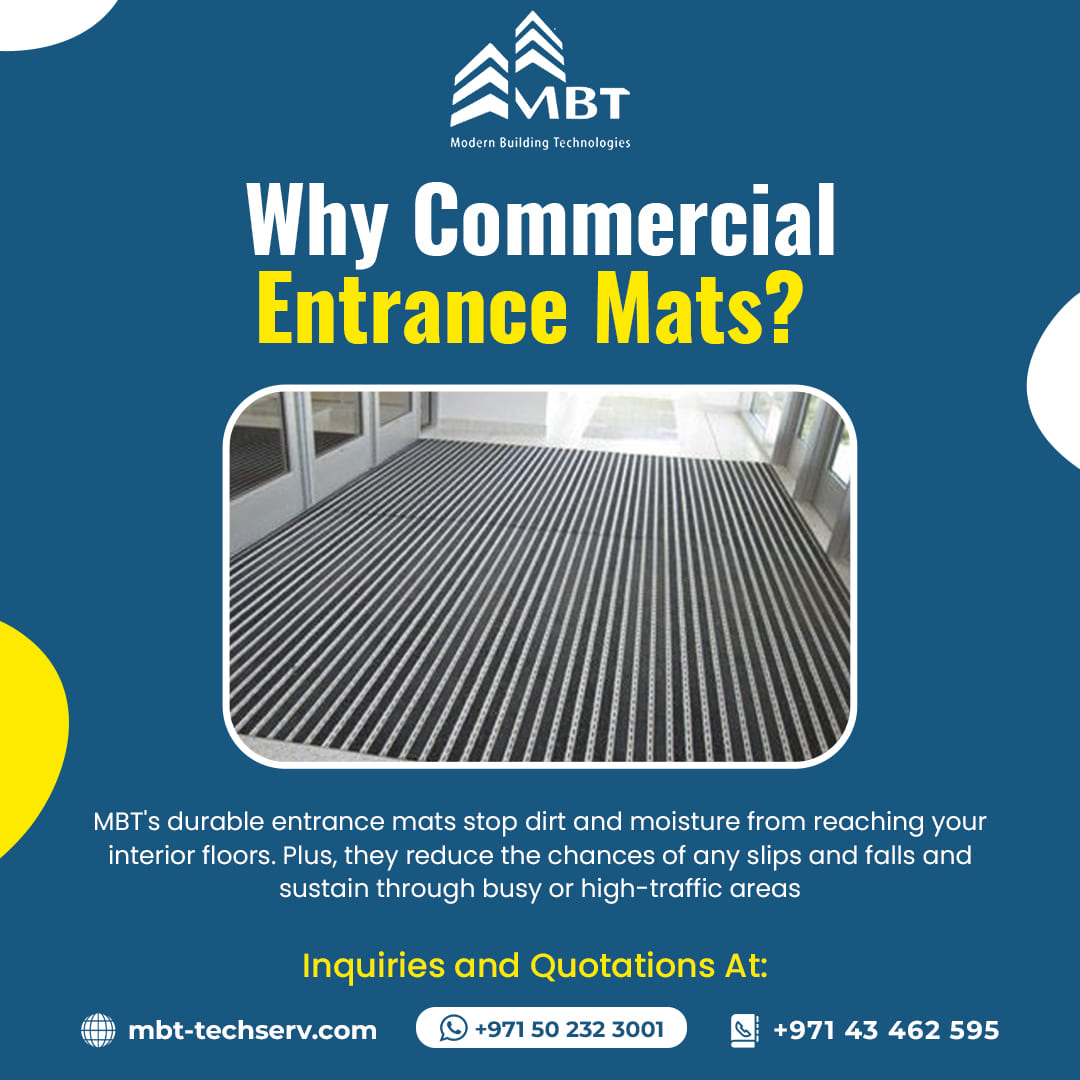 Get a quote today: wa.me/9710502323001

From superstores to office areas, and industrial settings, MBT has durable mat selections for all kinds of projects. 

Contact us to learn more:
+971 4 3462595
info@mbt-techserv.com

#entrancemats #commercialmats #buildingmaterials #mbt