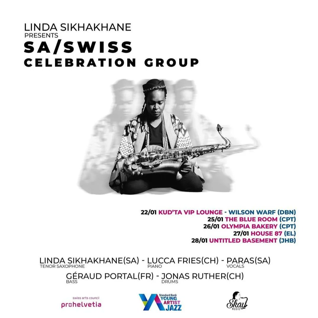 officialngwako's tweet photo. Saxophonist @LindaSikhakhane presents the SA /Swiss Celebration Group. #TheSATour
Come hear all about it this Sunday on @KofifiFM_972 with @officialngwako
#sbya2022 #prohelvetia #isambulo #itcanbe #sundaysatkofifi #fiftytwoweeksofjazz #tkjs https://t.co/YH1kagECr6
