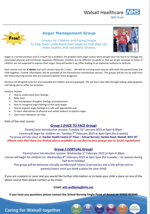 SchoolNWalsall's tweet photo. Do you to help you child manage their emotions better and reduce unhelpful angry outbursts? Take a 👀 a thid FREE course for under 11’s @WRight4Children @WalsallWtonPCG @facewalsall @HWWalsall https://t.co/88yMDna5Tl