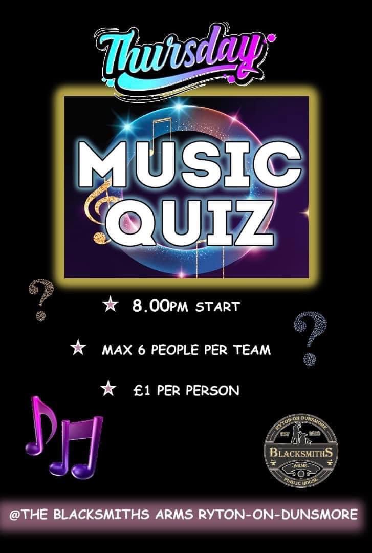 RytononDunsmore's tweet photo. ⚽️⚽️⚽️⚽️

The Blacksmiths Arms @RytononDunsmore 

Test your music knowledge…..🎶🎼🎵🎹🎤🎸🎧

🎶Join them for the Music Quiz tomorrow night🎶
Book your teams in via fb messenger https://t.co/c5caQW5nTj