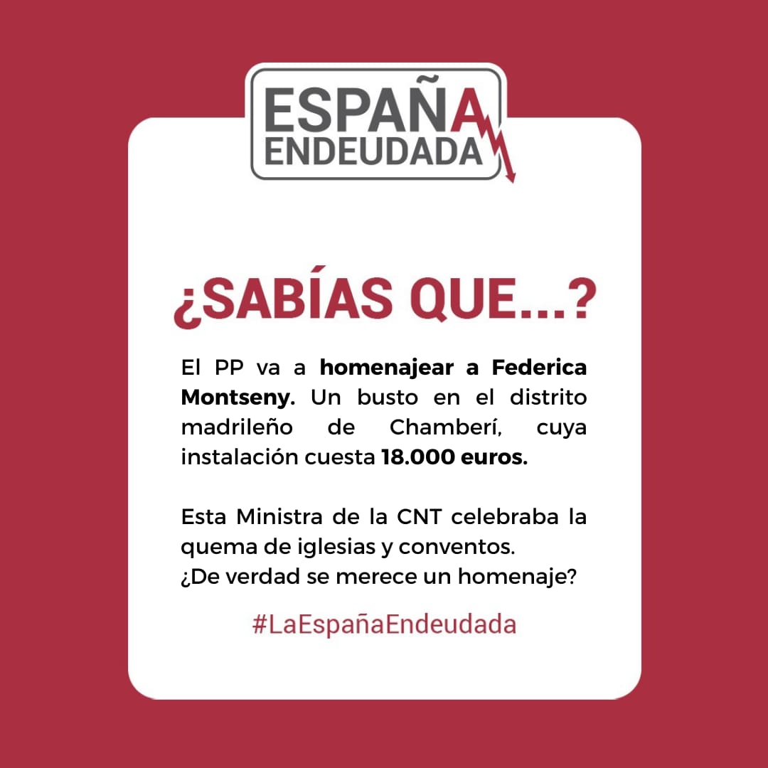 espanaendeudada's tweet photo. ✊"Es posible que nuestra victoria haya significado la muerte violenta de cuatro o cinco mil ciudadanos de Cataluña, catalogados como hombres de derechas, vinculados a la reacción política o a la reacción eclesiástica" F. Montseni

@AlmeidaPP_ le homenajea y te cuesta 18.000€ https://t.co/HC4QcJIFmJ