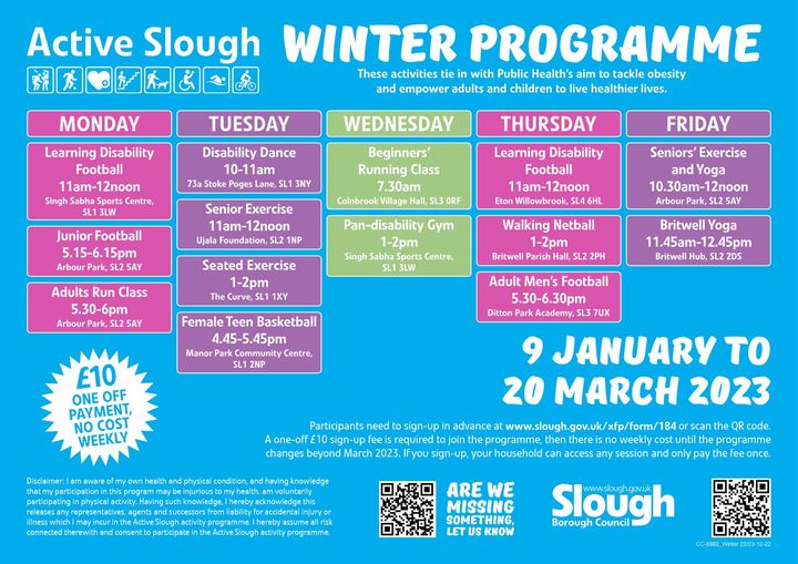 Are you looking for something new to get active this year? Try out <a href="/Active/">Active.com</a> Slough programme, and get fit, have fun and meet new people.🙌

Find more ➡ bit.ly/3WZtJKM
