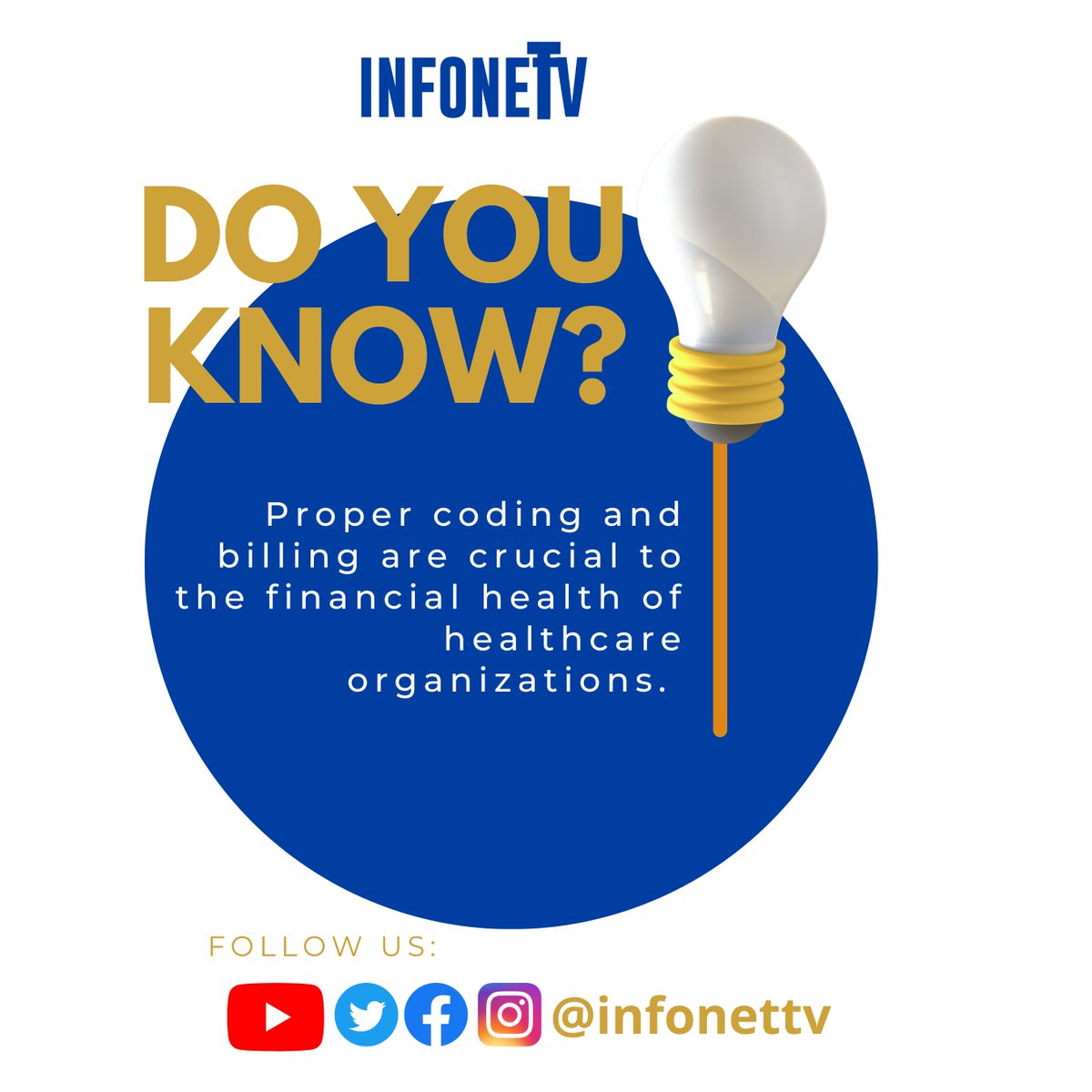 DO YOU KNOW? 
'Proper coding and billing are crucial to the financial health of healthcare organizations. Let's talk about the role of HIM professionals in coding and billing, and how it impacts the bottom line. #codingandbilling #healthcarefinance #healthinformationsystems'