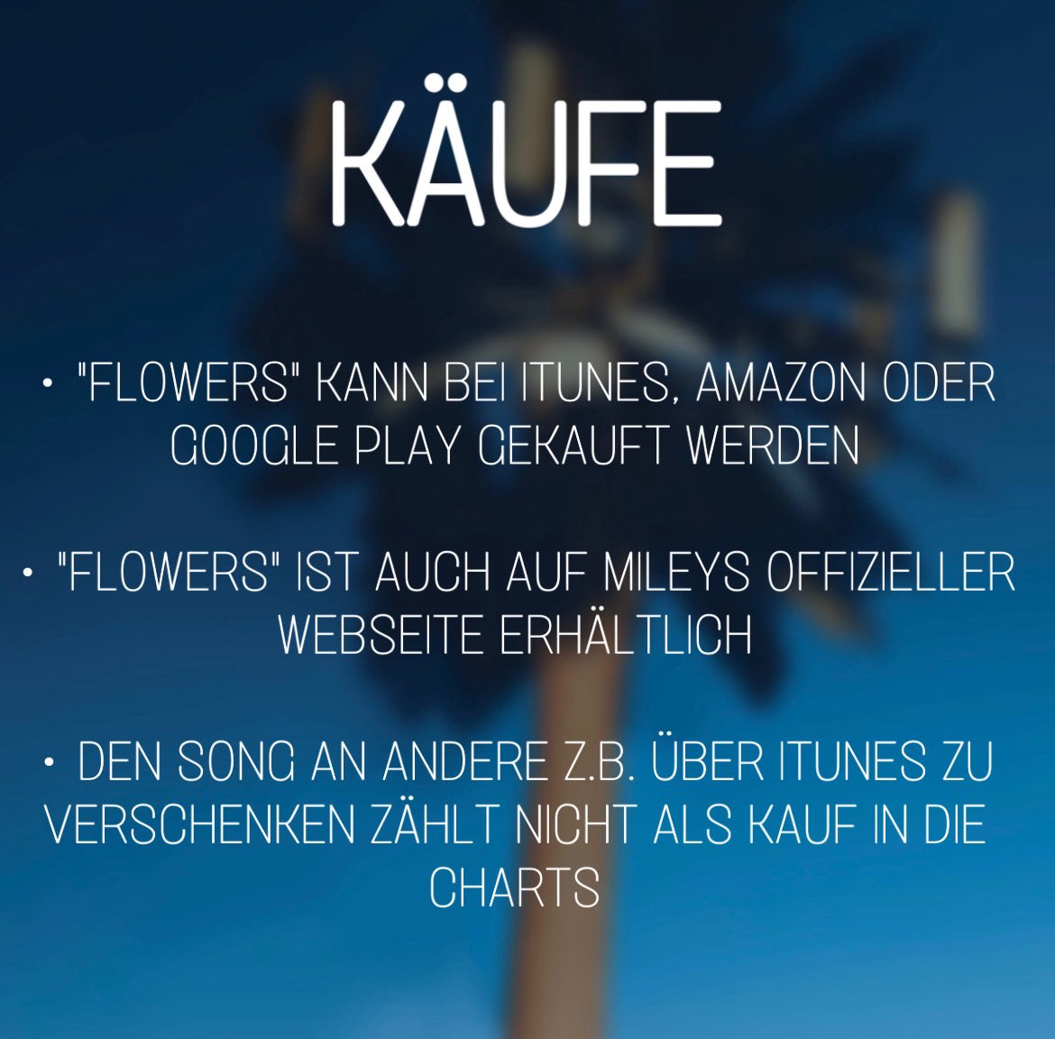 MCyrusDE's tweet photo. Wie können wir #Flowers ab morgen zu einer guten Chartposition verhelfen?

Alles, was beachtet werden muss findet ihr in den Übersichten👇🏼 https://t.co/mnG7p16ZwS