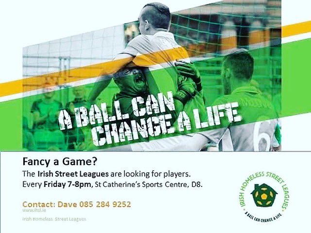 DavidBissett2's tweet photo. Fancy a game of football?

This Friday with the Irish Street League from 7 to 8  ⚽️🇮🇪

 @IrishStLeague 

All welcome ⚽️
#aballcanchangealife https://t.co/LN2INVLnPH