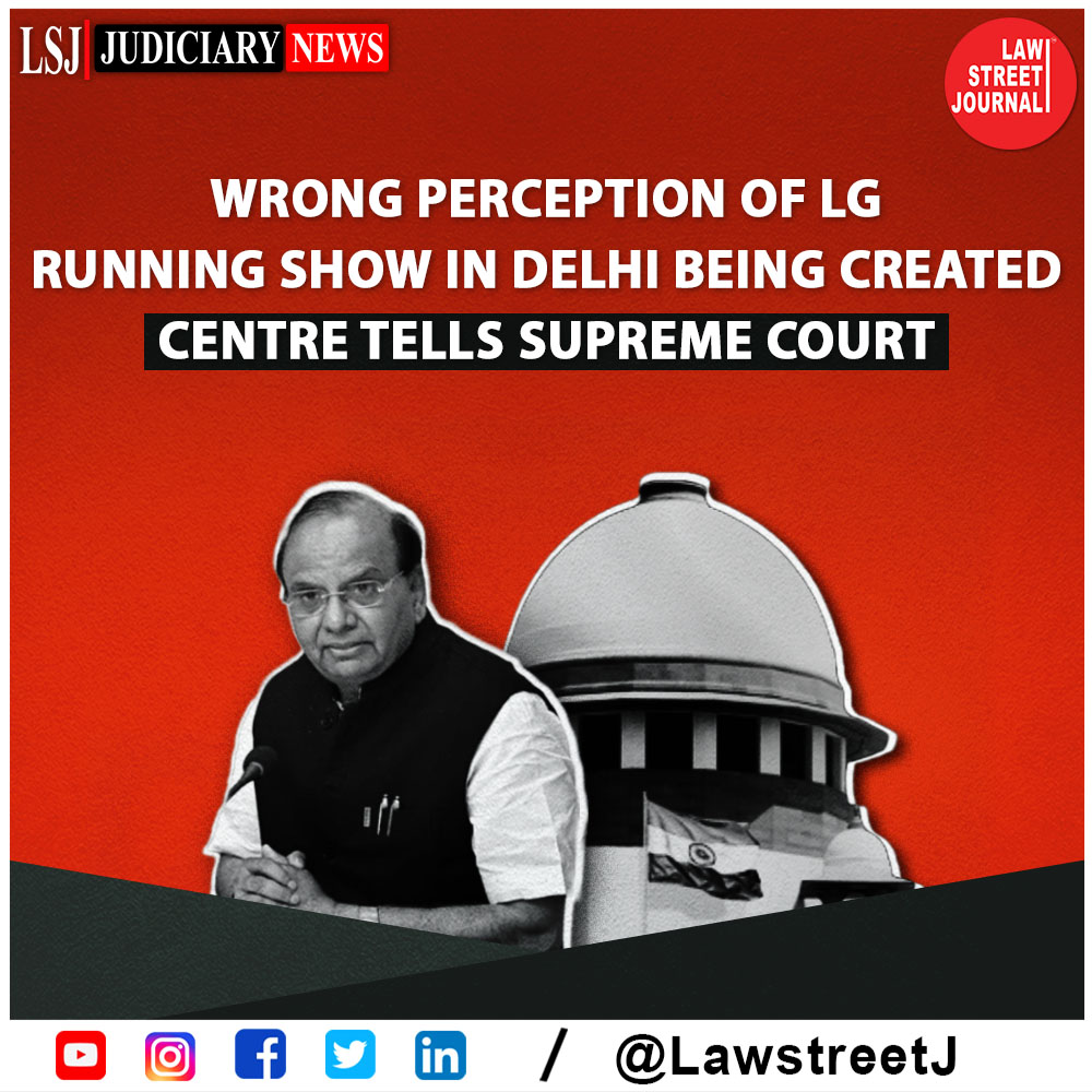 LawstreetJ's tweet photo. The perception that LG does everything in Delhi is wrong: Centre to Supreme Court.

Read Full Article https://t.co/vDmTbhWxrI

#SupremeCourt #DelhiGovernment #LieutenantGovernor #WrongPerception #CJI #DYChandrachud #LawstreetJ 
@LtGovDelhi @AamAadmiParty https://t.co/cMhMB6hGMb