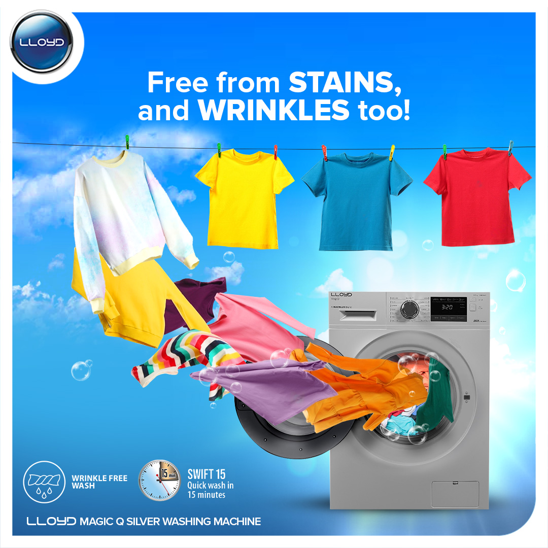 MyLloydIndia's tweet image. The double trouble of wrinkles and stains is over, for #Lloyd Magic Q Washing Machine gives you wrinkle-free wash in just 15 minutes. #LloydWashingMachine 

Buy now: bit.ly/3NgtkOj