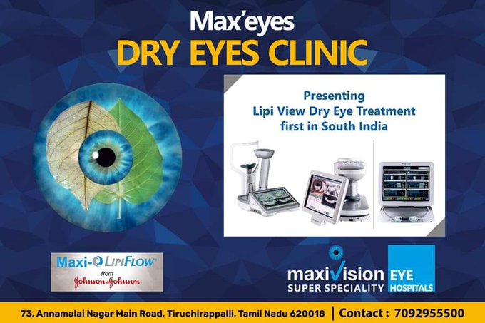 HPeterjayaraj's tweet photo. There's a New Treatment for Dry eye
Introducing for the first time in Trichy at  Maxivision Super Specialty Hospital Trichy
LipiFlow  treatment for  dry eye.
Book an appointment
https://t.co/LySfBAJJFG
Hello 7092955500 https://t.co/eBbxKuUQz6