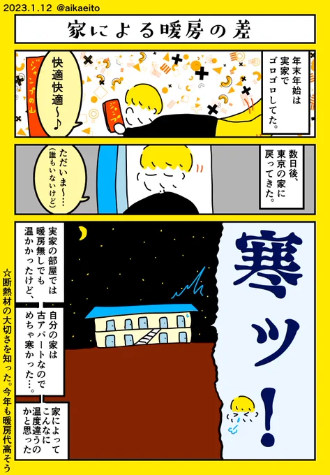 家による暖房の差 