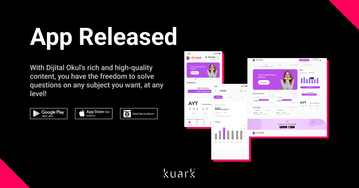App Released
With Dijital Okul's rich and high-quality content, you have the freedom to solve questions on any subject you want, at any level!
#learn #education #app