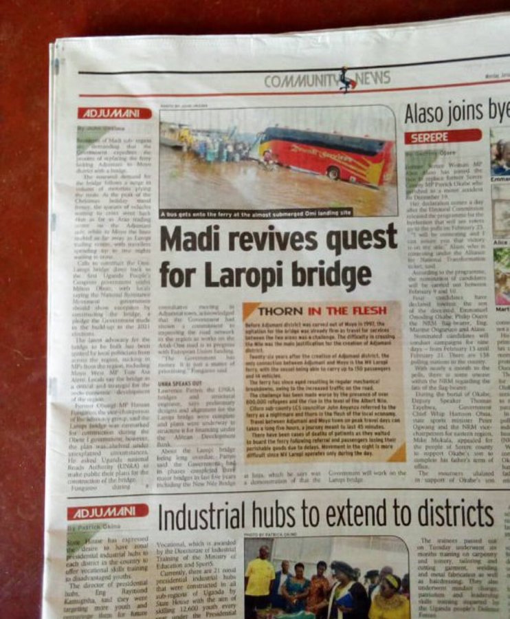 Ma'di Sub region and West Nile live matters let's do the needful construct Laropi Brigde @UNRA_UG @NRMOnline @AnitahAmong