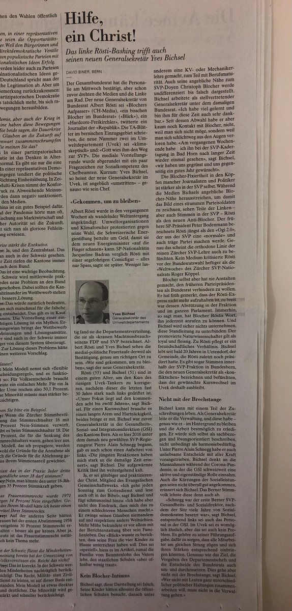 Vielen Dank an Yves Bichsel für den grossen Einsatz in meiner Direktion und für die Berner Bevölkerung. Als neuer Generalsekretär des UVEK wünsche ich ihm viel Erfolg. Es gibt noch Journalisten, die ihr Handwerk verstehen; leider werden es immer weniger. cutt.ly/62GkSkN