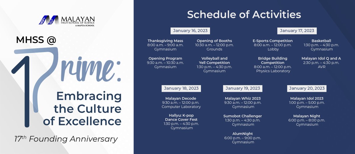 MalayanScience's tweet image. We officially mark #MalayanScienceAt17 in a few days. To celebrate this milestone, various events and activities have been lined up for the whole Malayan Science community to enjoy. Happy 17th founding anniversary, Malayans!